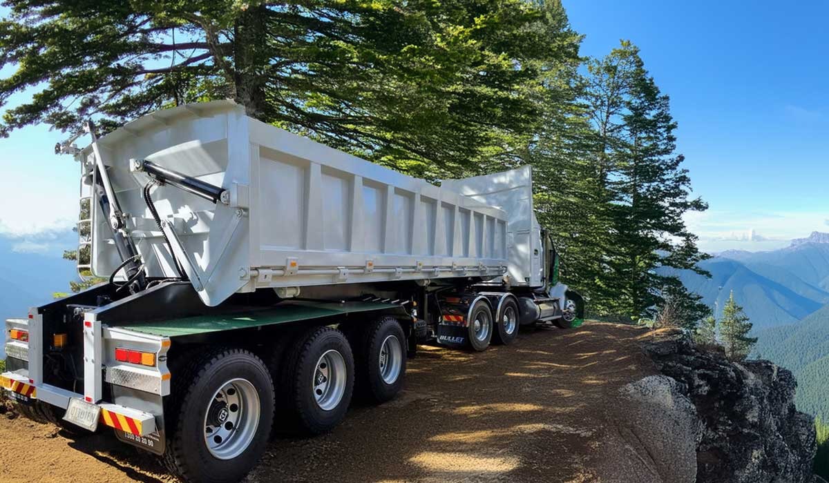 A white side tipper trailer